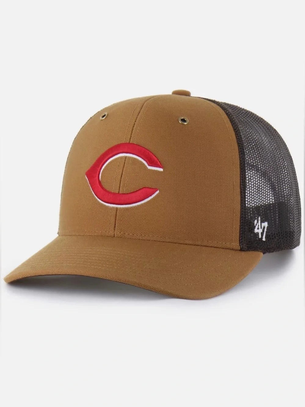 Cincinnati Reds Carhartt x '47 Trucker Adjustable Snapback Hat Cap Men's Brown